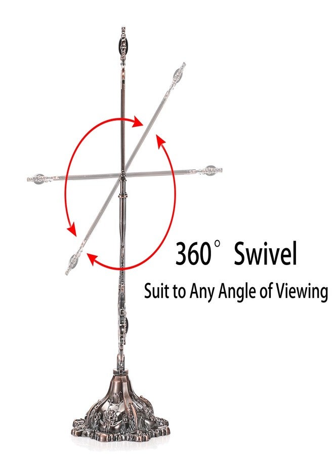 JUXYES Metal Tabletop Antique Decorative Makeup Mirror with Stand, Vintage 360° Swivel Double Sided Cosmetic Mirror with Frame, Retro Desktop Dressing Mirror Magic Mirror for Dresser - Image 3